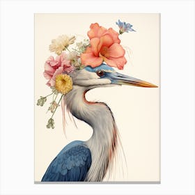 Bird With A Flower Crown Great Blue Heron 2 Canvas Print