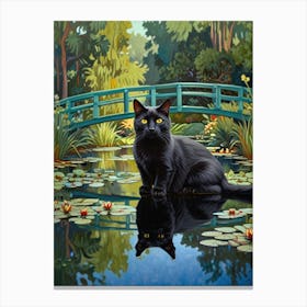 Cat In Pond Canvas Print