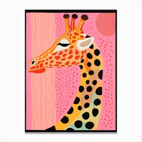 Pink Orange Giraffe Portrait Patterns 2 Canvas Print
