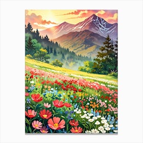 Flowers In The Meadow Canvas Print