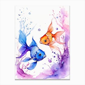 Twin Goldfish Watercolor Painting (16) Canvas Print