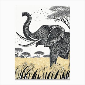 A Mighty Elephant Trumpet Among Savannah Grasses 1 Canvas Print