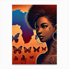 African Girl With Butterflies Canvas Print