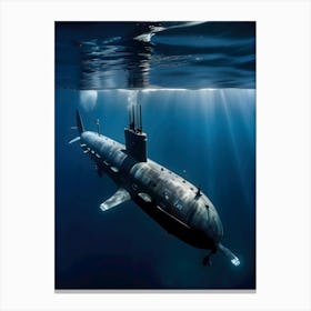 Submarine In The Ocean-Reimagined 38 Canvas Print
