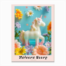 Toy Pastel Unicorn With Flowers 1 Poster Canvas Print