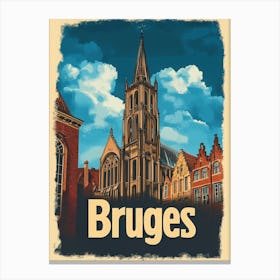 Aihrgdesign A Retro Travel Poster For Bruges Featuring The Ba 7a9ebefa 66bc 4566 B0e0 Cb7c022fe351 0 Canvas Print