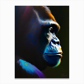 Side Profile Portrait Of A Gorilla Gorillas Bright Neon 2 Canvas Print