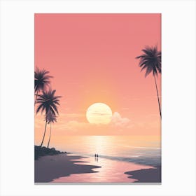 Illustration Under The Sky By The Moon In Pink Tones 2 Canvas Print