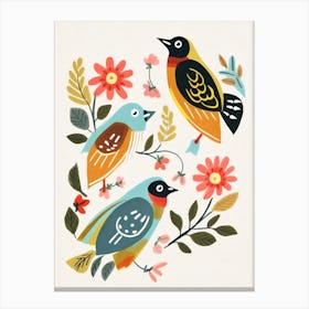 Folk Style Bird Painting Lark 1 Canvas Print