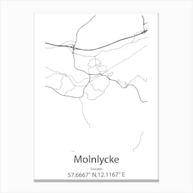 Molnlycke,Sweden Minimalist Map Canvas Print