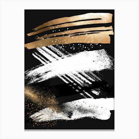 Gold And Black Brush Strokes 22 Canvas Print