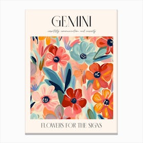 Flowers For The Signs Gemini 2 Zodiac Sign Canvas Print
