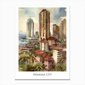Panama City Watercolor 1travel Poster Canvas Print