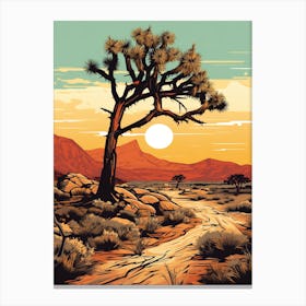 Joshua Tree In Desert In Gold And Black (2) Canvas Print