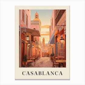 Casablanca Morocco 3 Vintage Pink Travel Illustration Poster Canvas Print