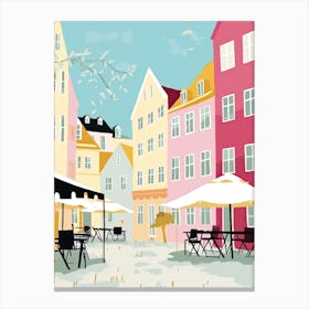 Stavenger, Norway, Flat Pastels Tones Illustration 4 Canvas Print