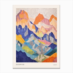 Zugspitze Germany 1 Colourful Mountain Illustration Poster Canvas Print