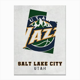 Utah Jazz Salt Lake City Utah State Map Canvas Print