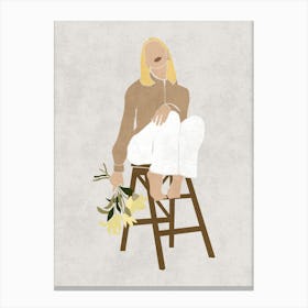 Blonde Woman | Faceless Portrait Boho Mid Century Modern Canvas Print