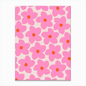 Retro Flower Pink Orange And Neutral Canvas Print