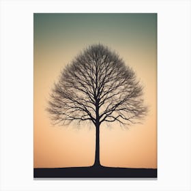 Silhouette Of A Tree At Sunset Canvas Print
