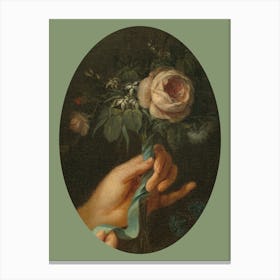 Hand Holding A Rose Canvas Print