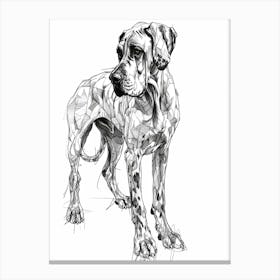 Dog Black & Grey Line Portrait 2 Canvas Print