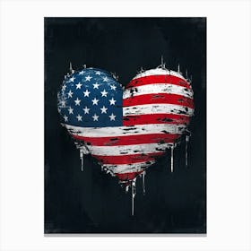 American Flag Heart Canvas Print