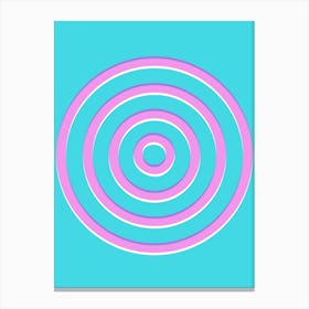 Neon Circle On Blue Background Canvas Print