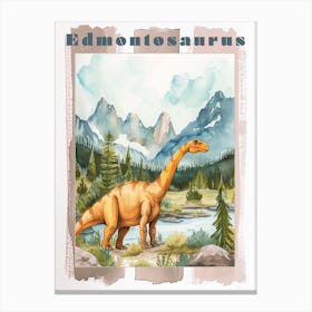 Watercolour Of A Edmontosaurus Dinosaur 3 Poster Canvas Print