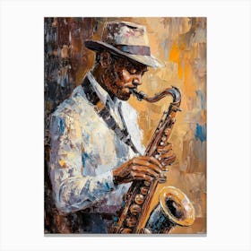 Saxophone Player. Stylish Jazz Band Playing Music Canvas Print