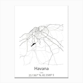 Havana,Cuba Minimalist Map Canvas Print