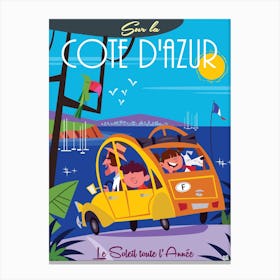 Cote D Azur Poster Blue Canvas Print