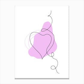 Line art heart and colored abstract spots Canvas Print