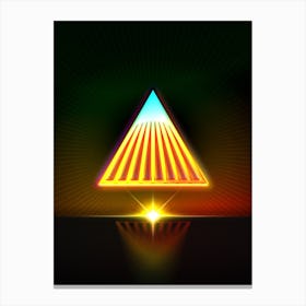 Neon Geometric Glyph in Watermelon Green and Red on Black n.0254 Canvas Print