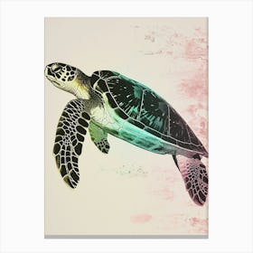 Rainbow Minimal Textured Sea Turtle  2 Canvas Print