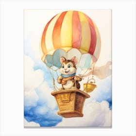 Baby Chipmunk 2 In A Hot Air Balloon Canvas Print