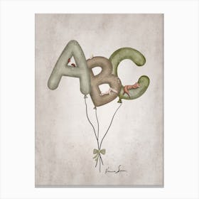 Abc Alphabet Balloons With Animals Canvas Print