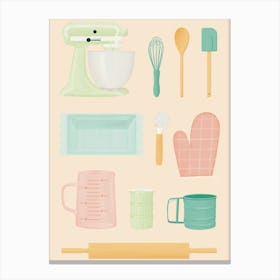 Kitchen Utensils Illustration Canvas Print