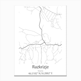 Razkrizje,Slovenia Minimalist Map Canvas Print