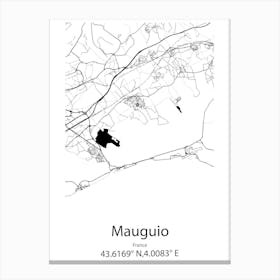 Mauguio,France Minimalist Map Canvas Print