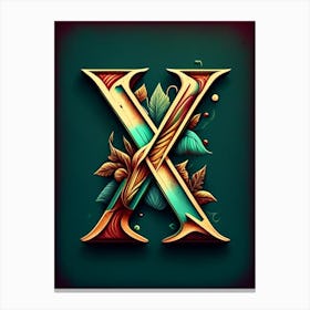 X  Letter, Alphabet Retro Drawing 4 Canvas Print