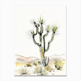 Joshua Trees In Mojave Desert Minimilist Watercolour  (1) Canvas Print