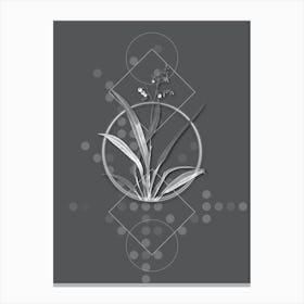 Vintage Flax Lilies Botanical with Line Motif and Dot Pattern in Ghost Gray n.0010 Canvas Print