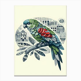 Nimbus Parrot On A Branch Canvas Print