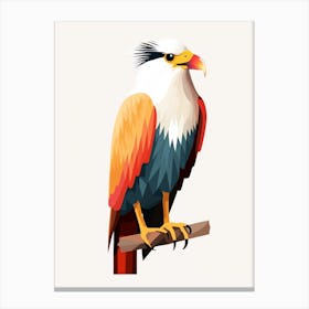 Colourful Geometric Bird Crested Caracara 3 Canvas Print