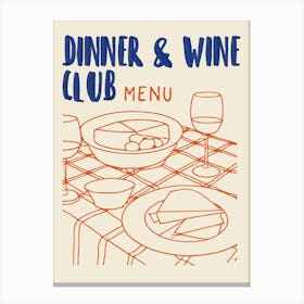 Dinner And Wine Club Menu Canvas Print