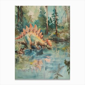 Stegosaurus Storybook Painting 3 Canvas Print