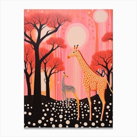 Giraffe Under The Trees 2 Canvas Print