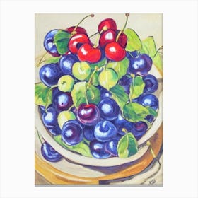 Cherry Vintage Sketch Fruit Canvas Print